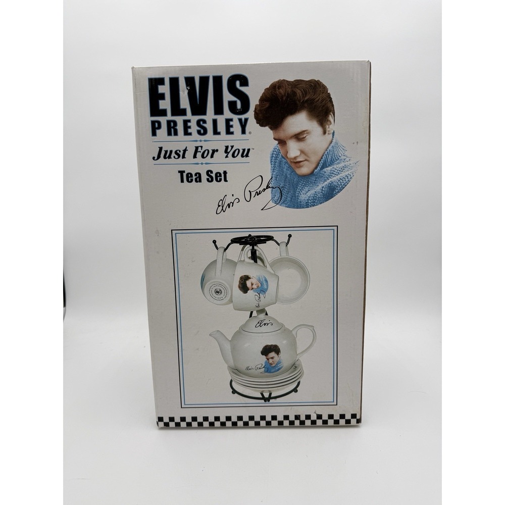 Elvis Presley Tea Set, Cups & Saucers x4, Teapot, Stand New In Box